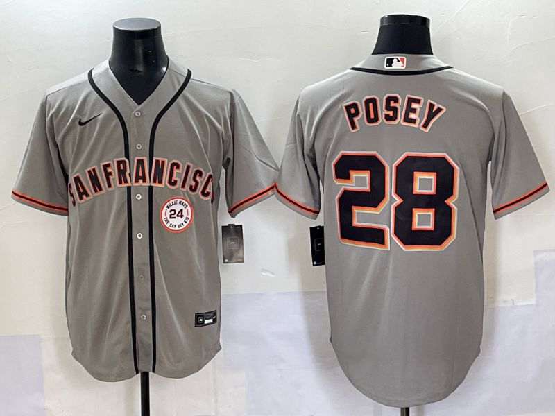 Men 2025 San Francisco Giants 28 Posey Grey Game Nike MLB Jersey style 44